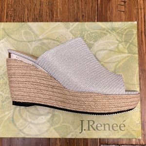 J.Renee Platinum Glitter Espadrilles